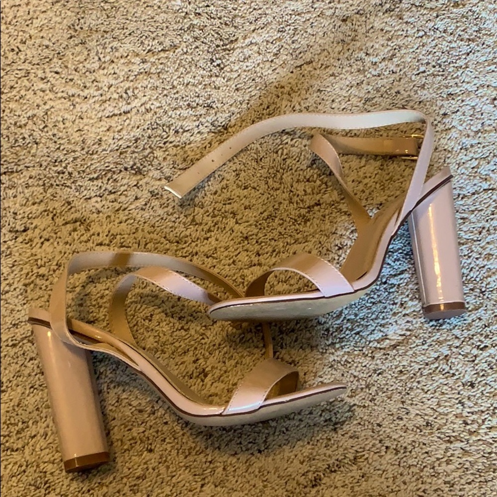 Nude heels with ankle straps